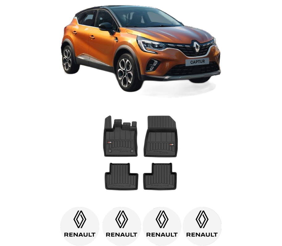 Set covorase presuri RENAULT CAPTUR II (HF_) din 2020-2021, auto, din cauciuc thermoplastic, 4 Stickere auto cu RENAULT