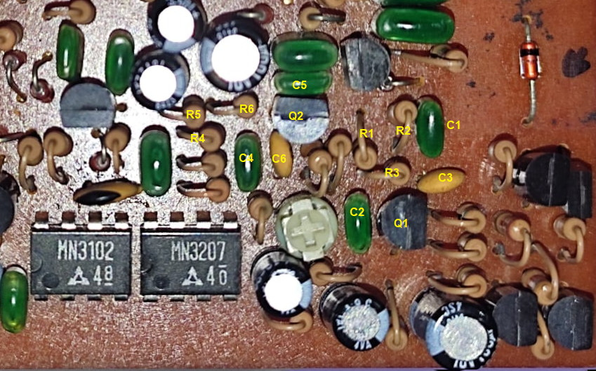 Guyatone PS-017 Chorus - PCB top (markup)