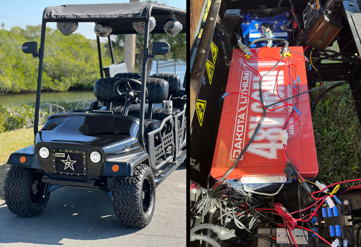 Golf cart with a Lithium Battery