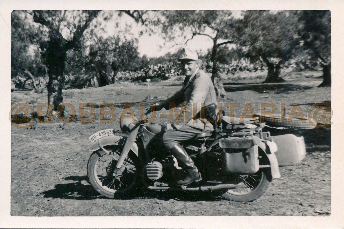 Foto Libyen Tripolis Wehrmacht Afrikakorps schweres BMW Motorrad Beiwagen