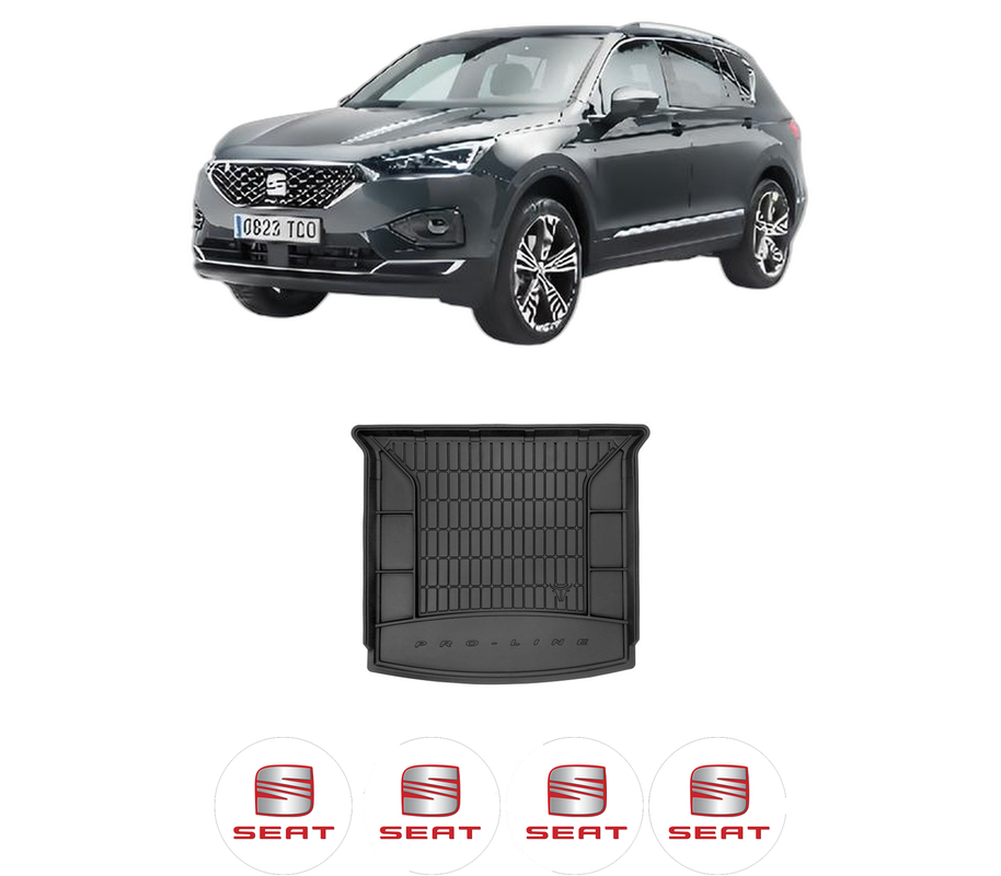 Tavita Portbagaj SEAT TARRACO (KN2) din 2018-2024, Protectie Portbagaj Auto, 4x Stickere auto cu SEAT