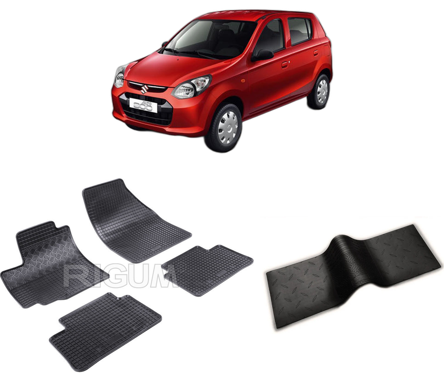 Set covorase auto SUZUKI ALTO din 03.2009-2015, cu covoras tunel median, CAROSERIE HATCHBACK, Presuri cauciuc 100%, compatibil cu autoturismul SUZUKI ALTO, Rigum