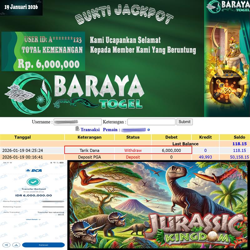 Rp. 6.000.000.- WD LUNAS DI BARAYATOGEL