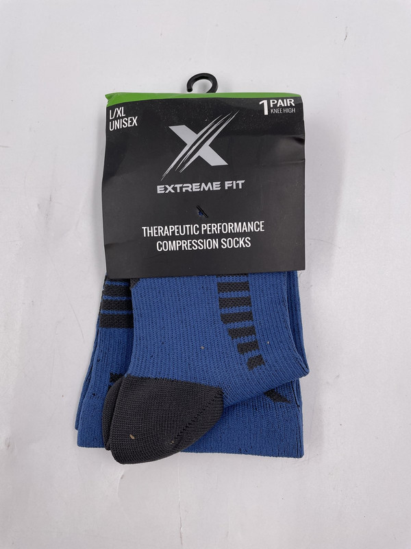 EXTEME FIT THERAPEUTIC PERFORMANCE COMPRESSION KNEE HIGH SOCKS L/XL BLUE