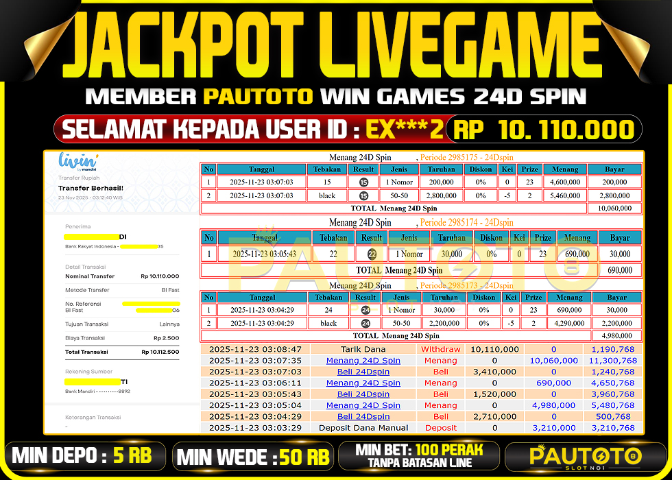 BUKTI JACKPOT LUNAS PAUTOTO