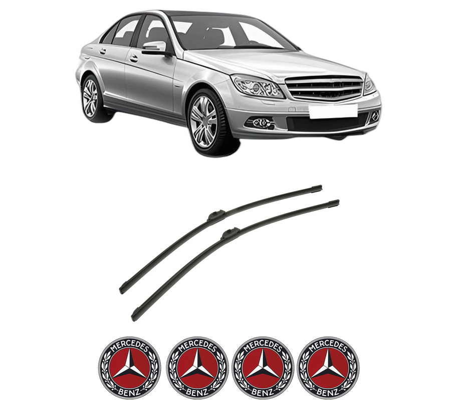 Set stergatoare auto MERCEDES-BENZ C-CLASS (W204) din 2007-2014, pentru parbriz auto, 2 bucati, Bosch Aerotwin, din cauciuc siliconat rezistent, 4 Stickere Auto MERCEDES-BENZ