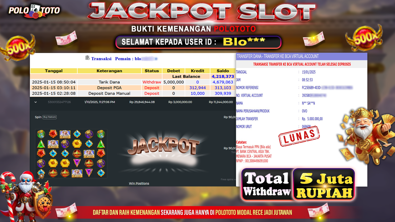 POLOTOTO JACKPOT SLOT GATES OF OLYMPUS XMAS 1000 Rp.5,000.000,-