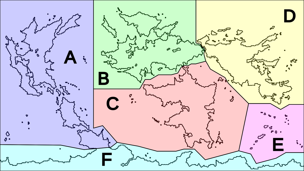 Carte du découpage mondial pour l'attribution des fréquence radio faite par le CIT Carte du découpage mondial pour l'attribution des fréquence radio faite par le CIT