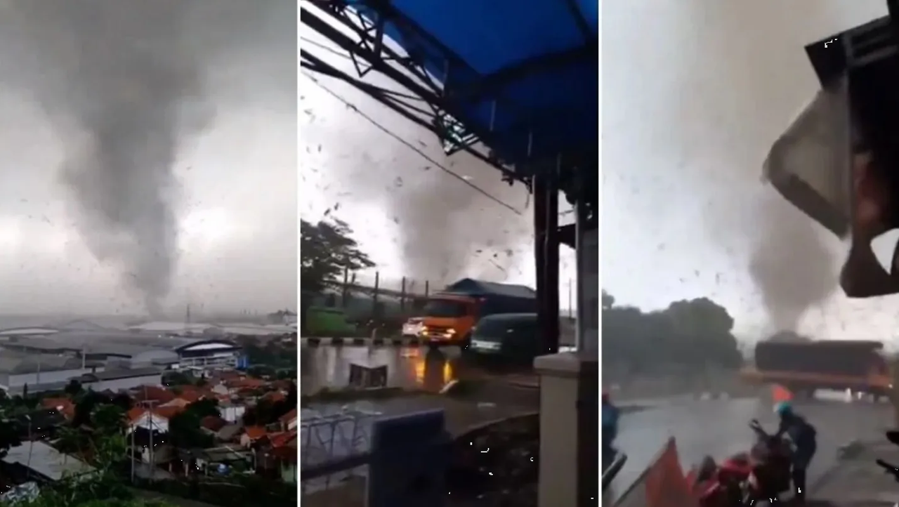Captan en video fuerte tornado en Indonesia: reportan casas destruidas