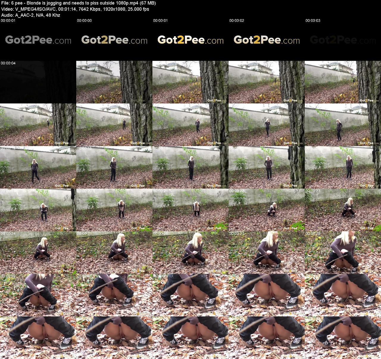 6 pee Blonde is jogging and needs to piss outside 1080p