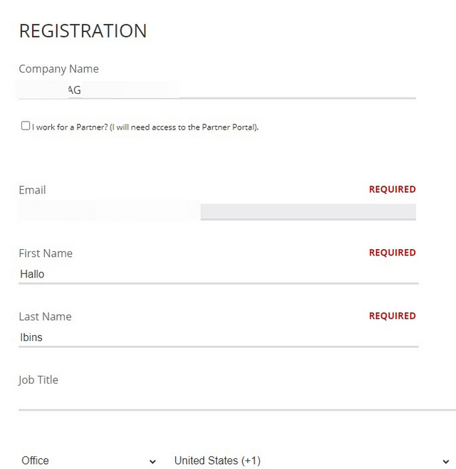 Ivanti Registrierungsformular