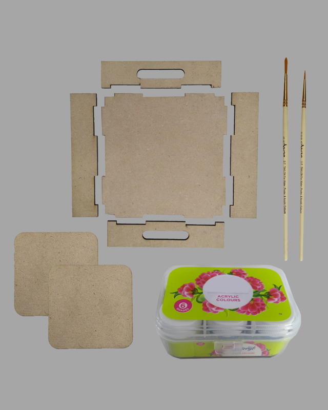 Pop Art on MDF Tray with Square Tea Coasters DIY Kit