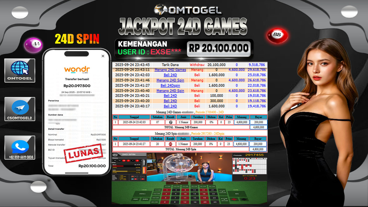 OMTOGEL JACKPOT LIVE GAMES 24D 20 JUTA DI BAYAR LUNAS ,-