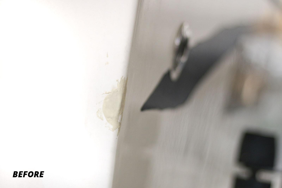 Before Professional Fiberglass Repair at The Boat Specialists Before Professional Fiberglass Repair at The Boat Specialists