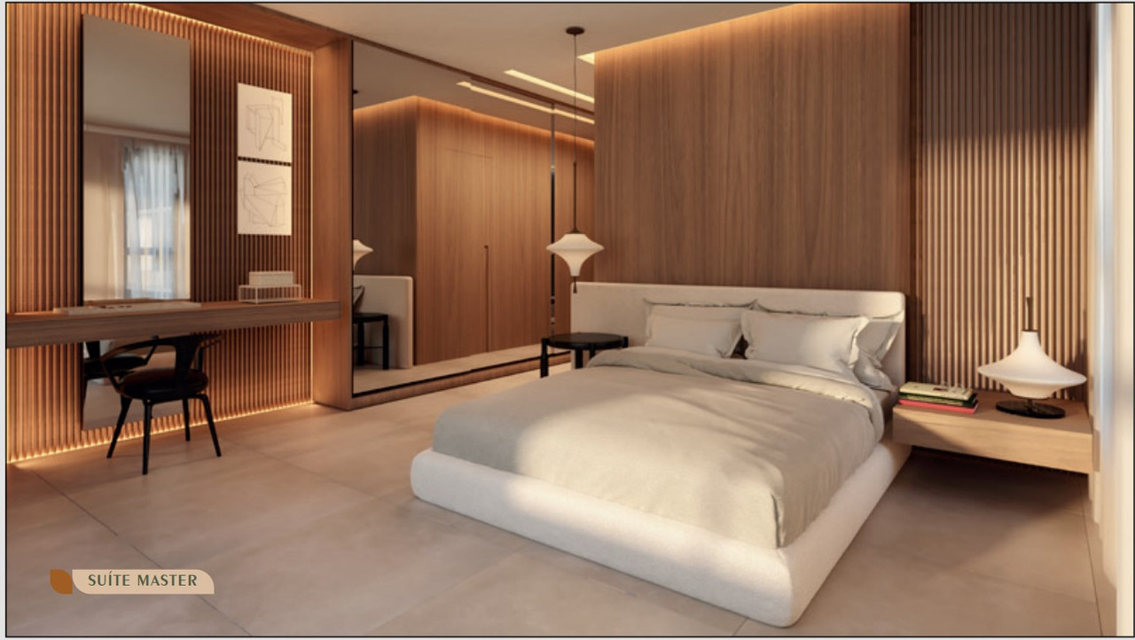 Suíte master com acabamento de alto padrão
