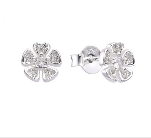 Aretes flor plateada #00227