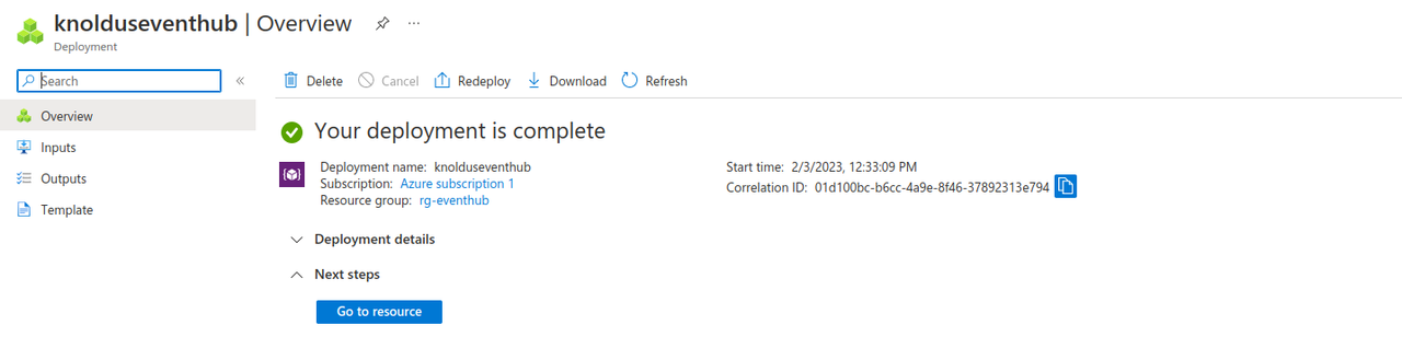 Azure Event Hub namespace