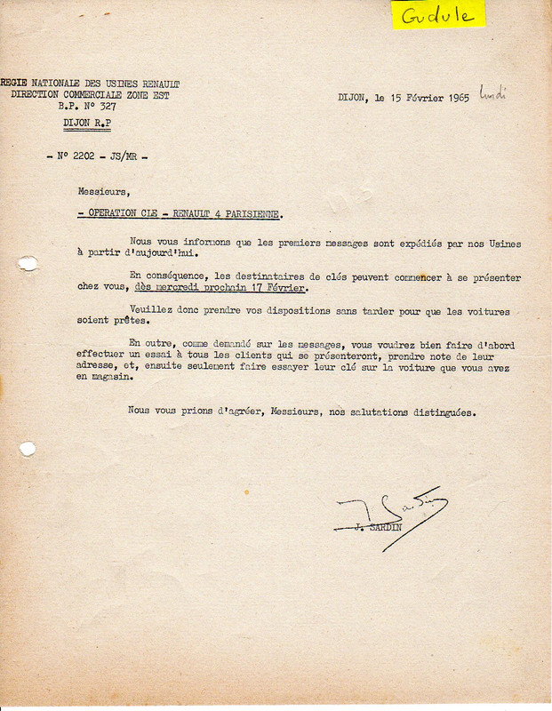 1965-02-15  opération clé Parisienne messages pub