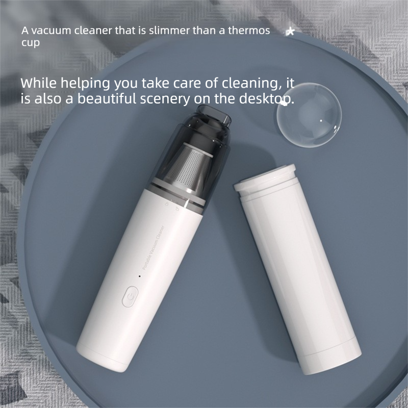 White Portable Wireless Vacuum Cleaner – High-Suction, Dual-Function (Suck & Blow), Type-C Charging, HEPA Filter