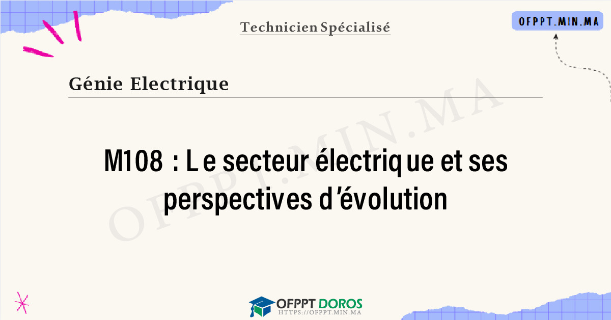 Sommaire détaillé du cours Le secteur électrique et ses perspectives d’évolution M108 OFPPT - Structure du module