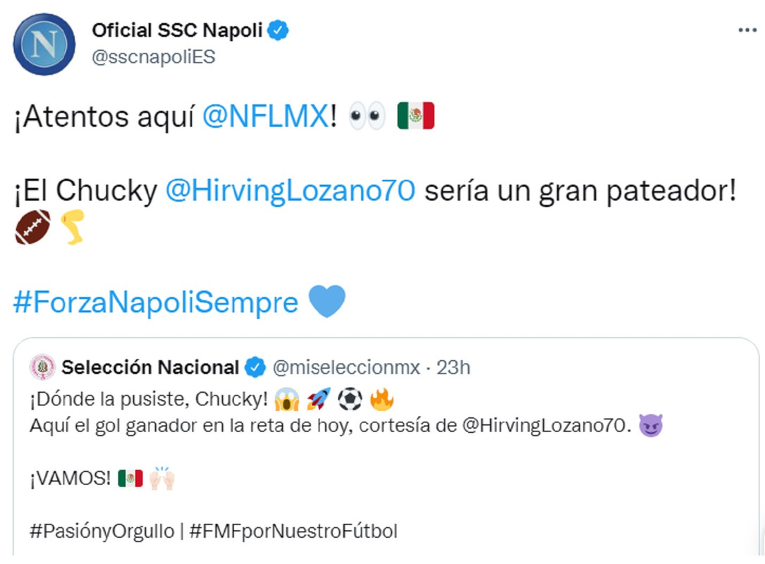 Napoli lanza contundente declaración a la Selección Mexicana sobre Chucky Lozano