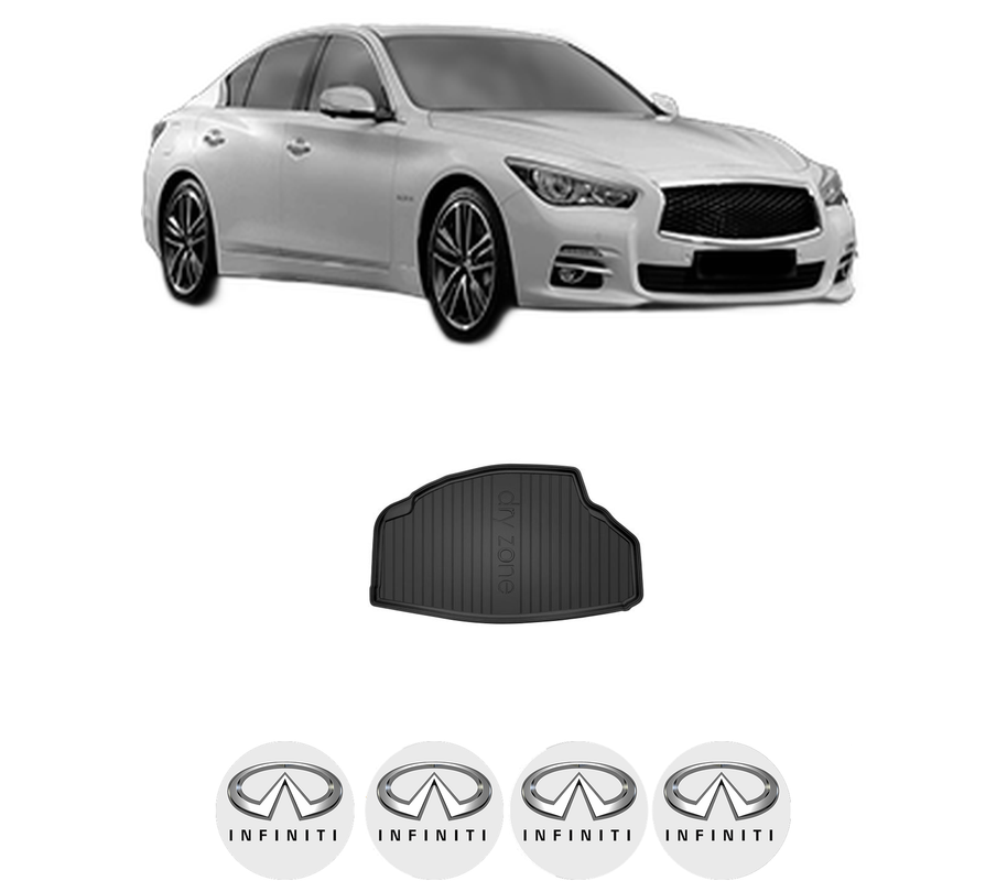 Tavita Portbagaj INFINITI Q50 din 2013-2015, Protectie Portbagaj Auto, 4x Stickere auto cu INFINITI