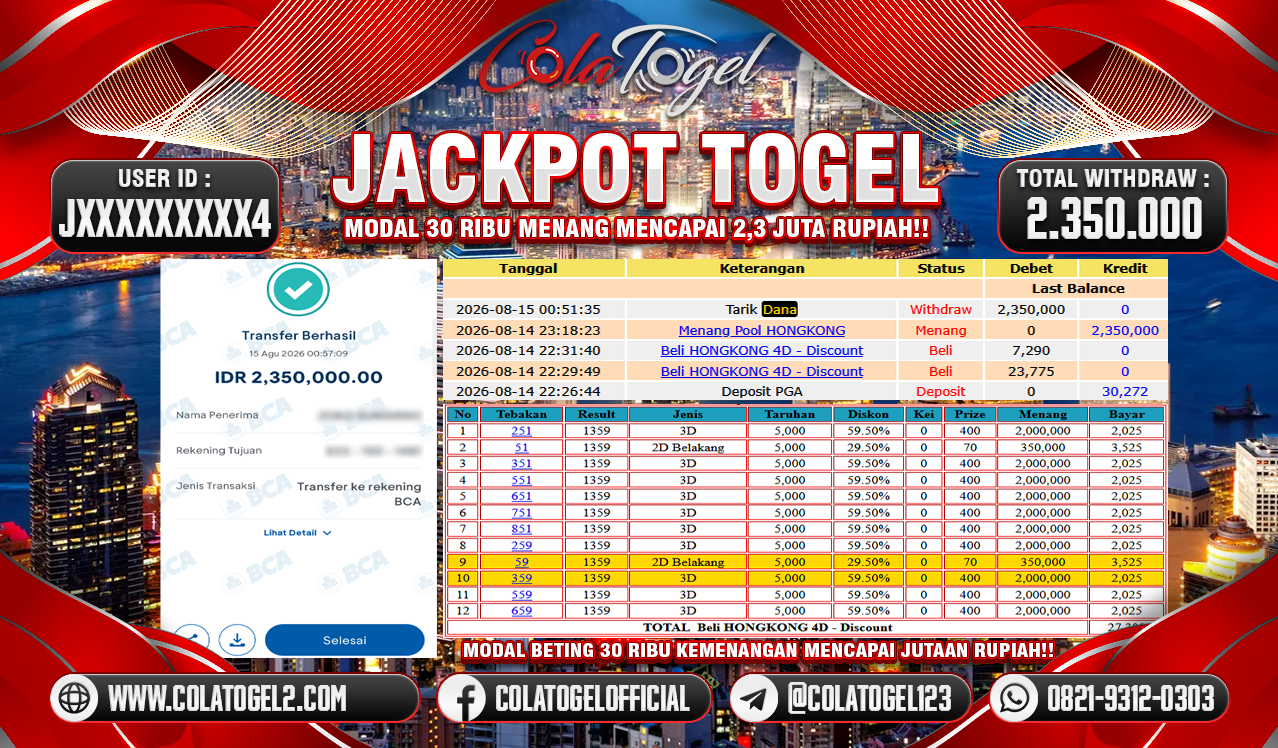 JACKPOT HONGKONG LOTTO!!