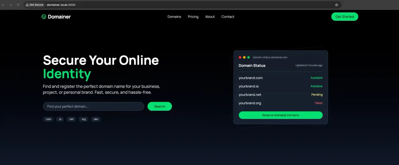 Rails application after accessing the domain with the correct port