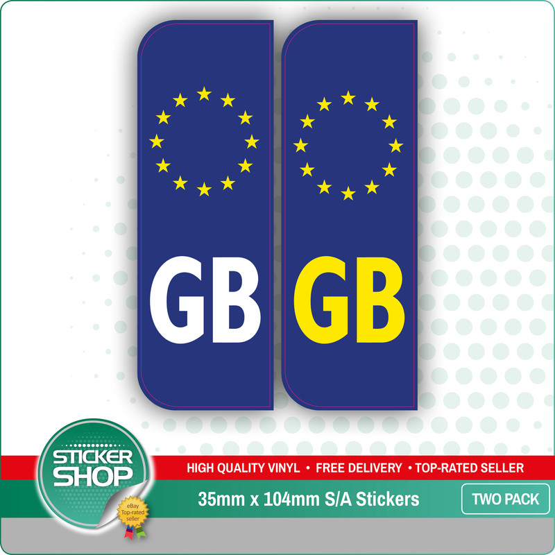 2 x Rectangle GB Euro Car Self Adhesive Vinyl Sticker European Travel