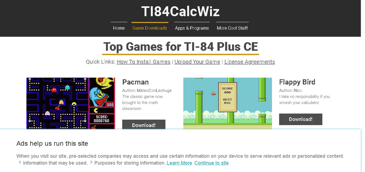 TI-84 plus download games
