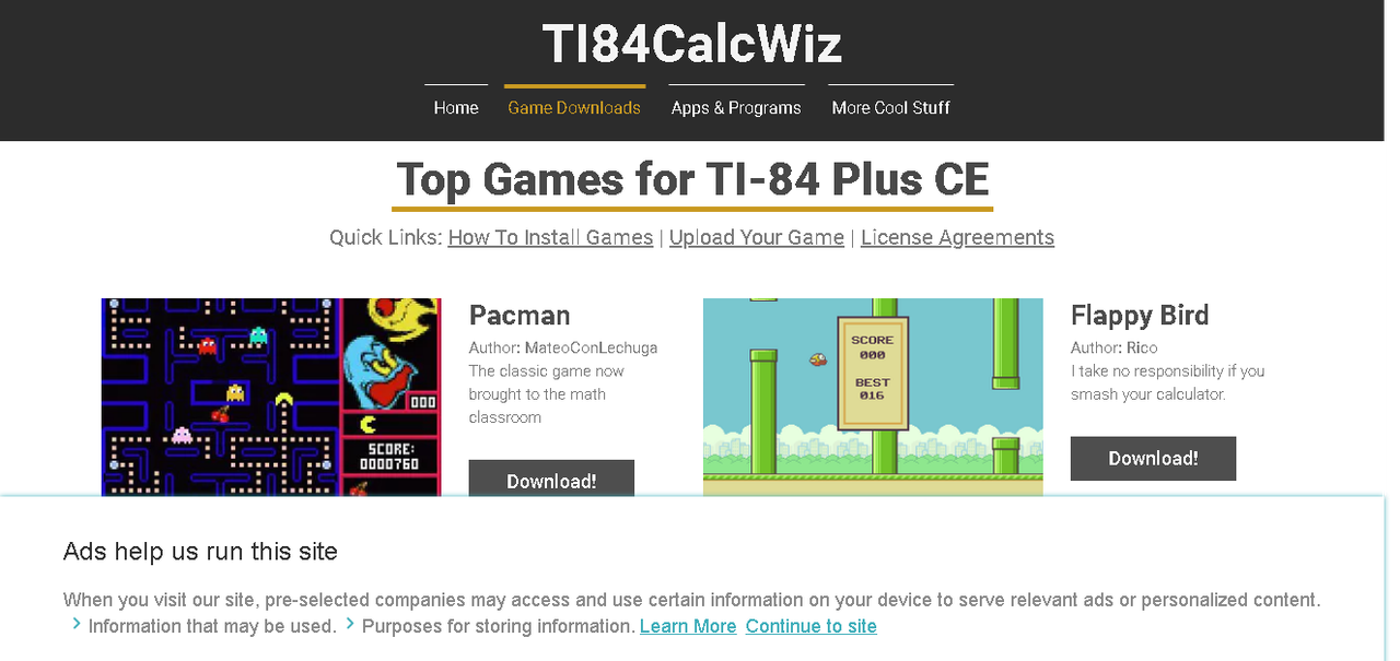 TI-84 plus download games