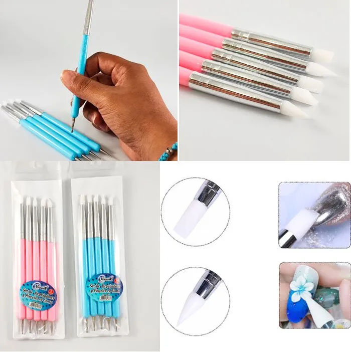 Set repujadores metálicos y Pincel Punta de goma o silicona