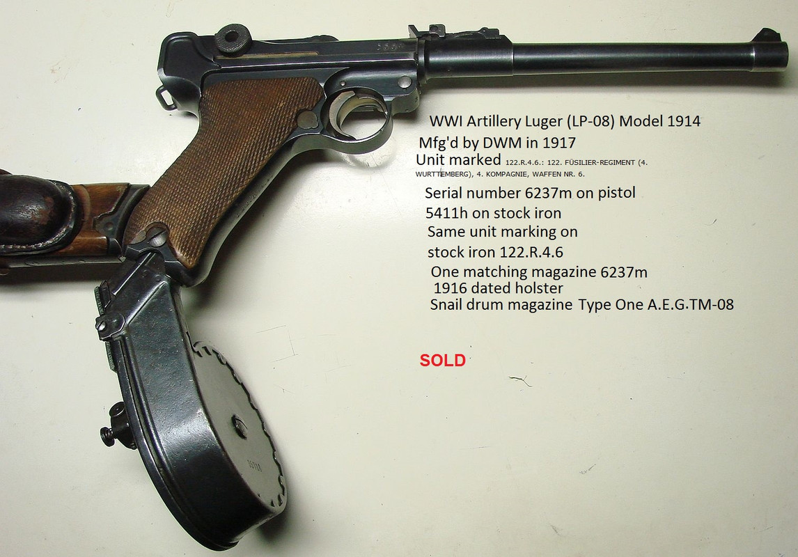 The 1917 DWM unit marked LP08 with the AEG Type one TM08 attached