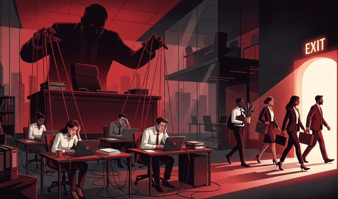 10 kiểu lãnh đạo phổ biến khiến nhân viên giỏi rời bỏ công ty: kiểm soát quá mức, thiếu công bằng, hứa suông, môi trường độc hại và tầm nhìn ngắn hạn.