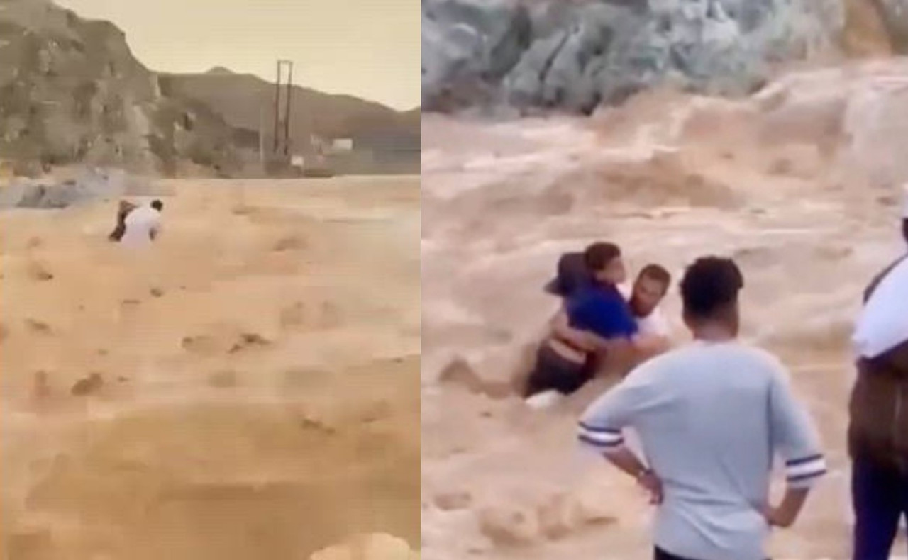 Desgarrador video en el que hombre salva a niños de morir ahogados en inundación