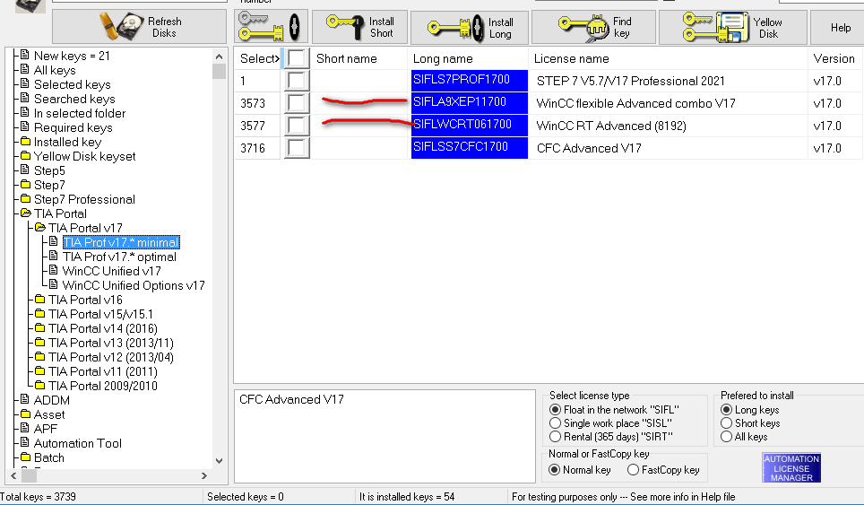 Simatic  Keys