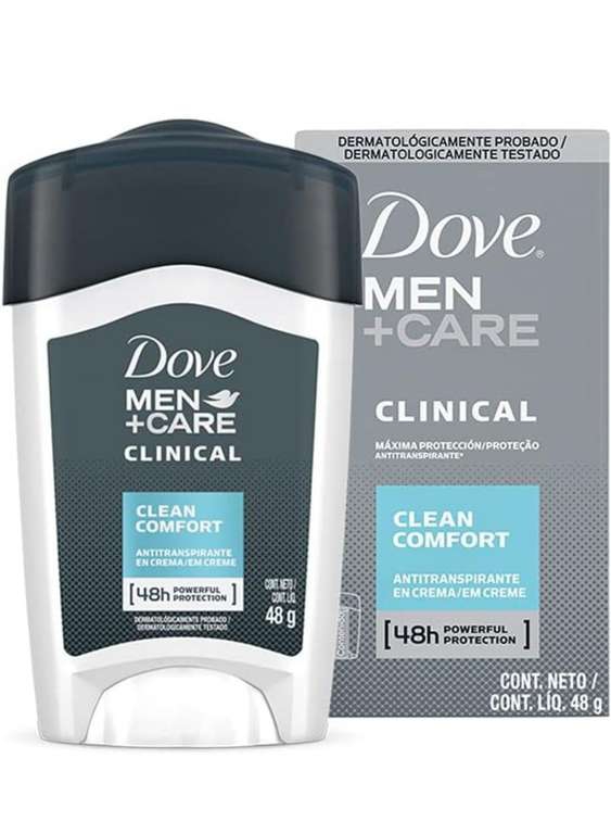 Amazon: Desodorante Dove Men Care Antitranspirante Clinical Clean Comfort en crema 48 g | Planea y Ahorra, envío gratis con Prime 
