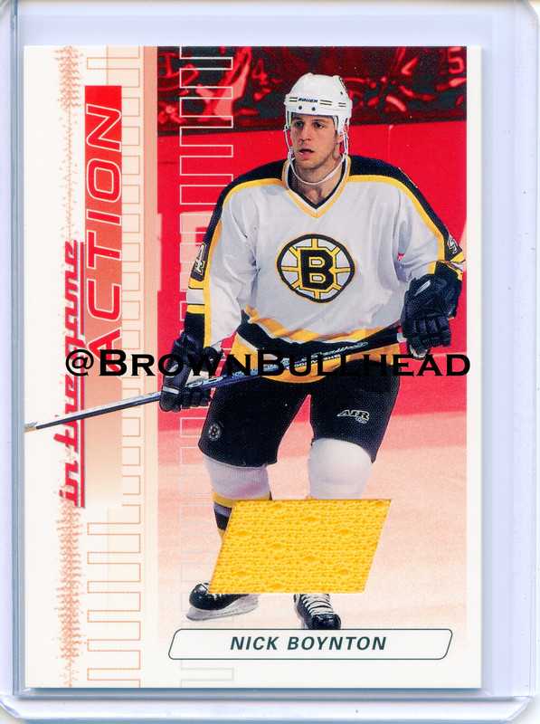 2003-04 ITG Action Jerseys #M-008 [Nick Boynton] [Boston Bruins] [Ruby] [~500] [swatch=yellow] a
