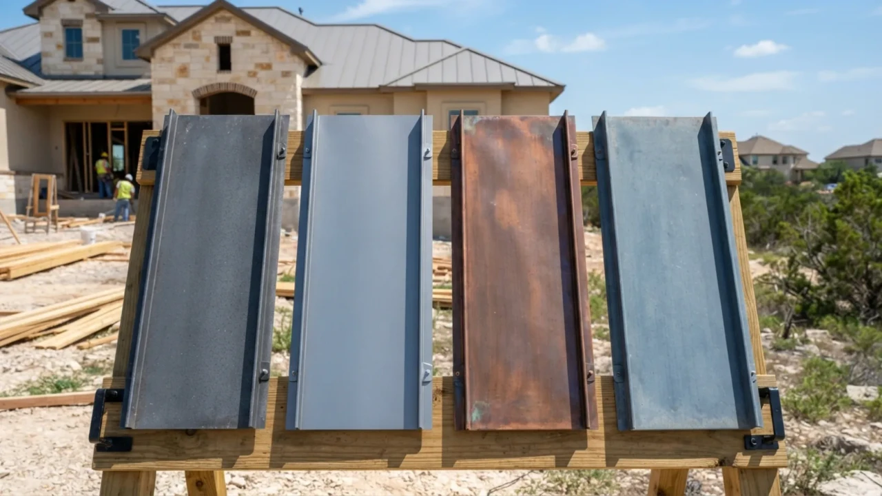 Metal roofing material comparison steel aluminum copper zinc San Antonio