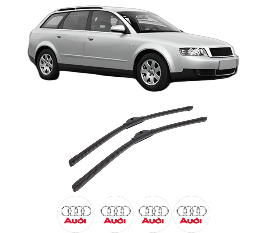 Set stergatoare auto AUDI A4 B6 Avant (8E5) din 2001-2004, pentru parbriz auto, 2 bucati, Bosch Aerotwin, din cauciuc siliconat rezistent, 4 Stickere Auto AUDI