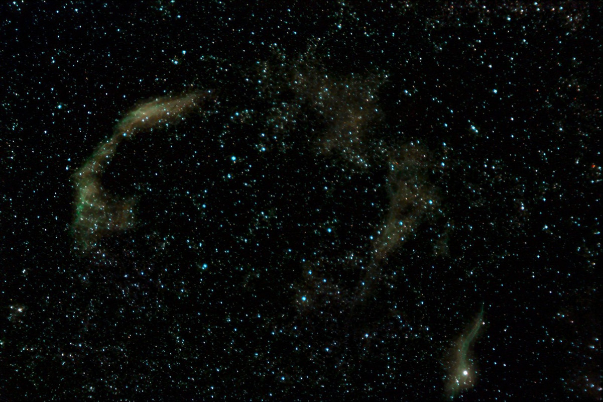 Nebulosa del Velo completa NGC 6992 y NGC 6960 con ETX-70 desde ciudad