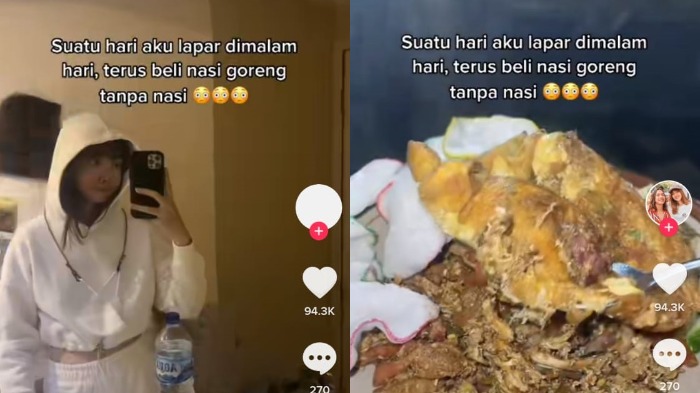 Tangkapan layar video wanita memesan nasi goreng tanpa nasi.