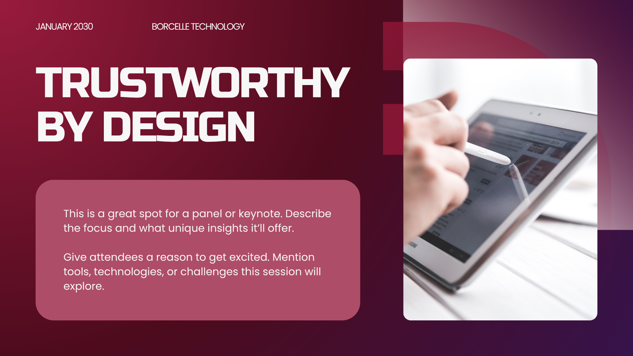 Tech Conference Welcome Slide in Red White Modern Professional Style