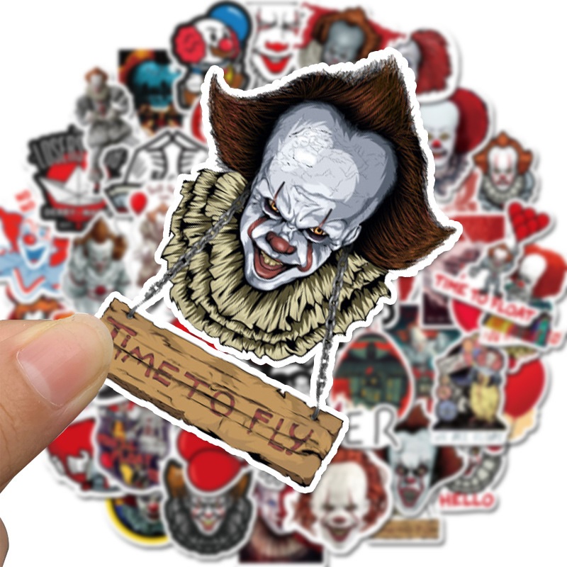 50Pcs IT PENNYWISE CLOWN Stickers Bomb Pack HORROR Skateboard DIY Decal Laptop 