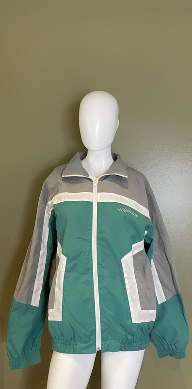 IRIDIUM GREY/TURQUOISE/WHITE TRACKSUIT TOP WOMENS EXTRA LARGE