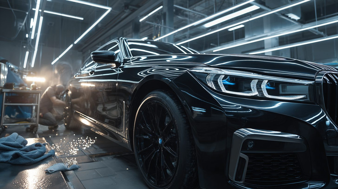 Процесс профессиональной полировки автомобиля в сервисе