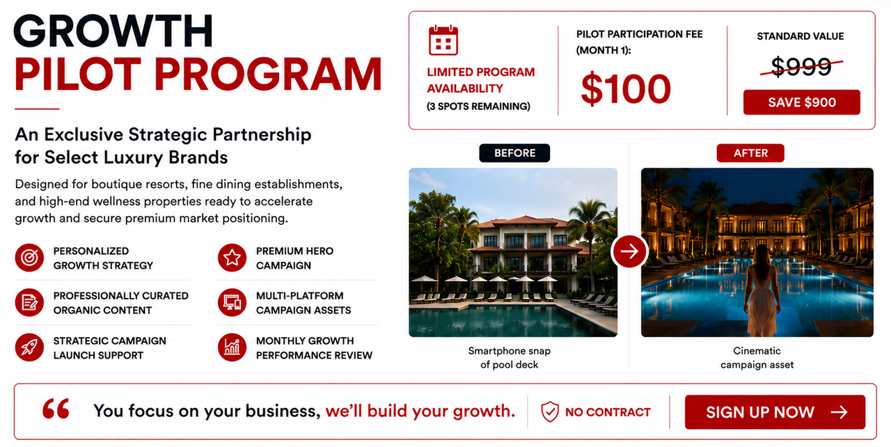 Growth Pilot Program: $100 first month, no contract, save $900