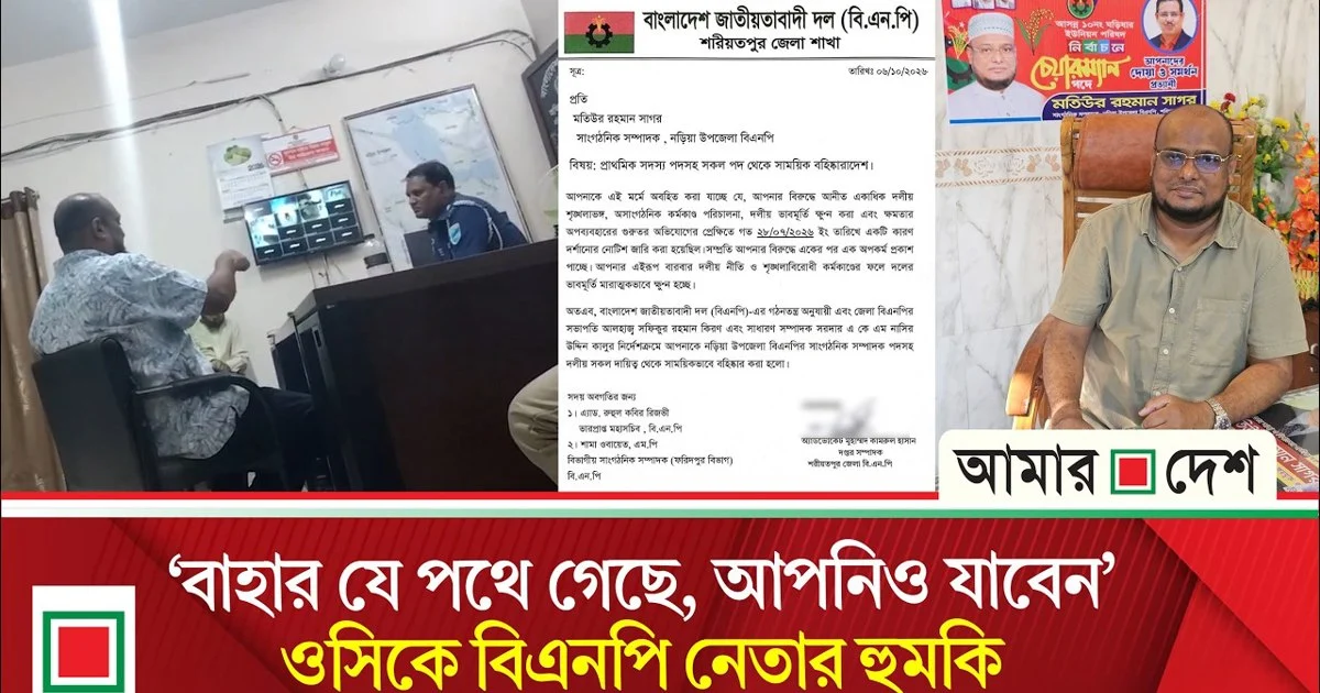 এবার ওসিকে হুমকি দিয়ে পদ হারালেন বিএনপি নেতা
