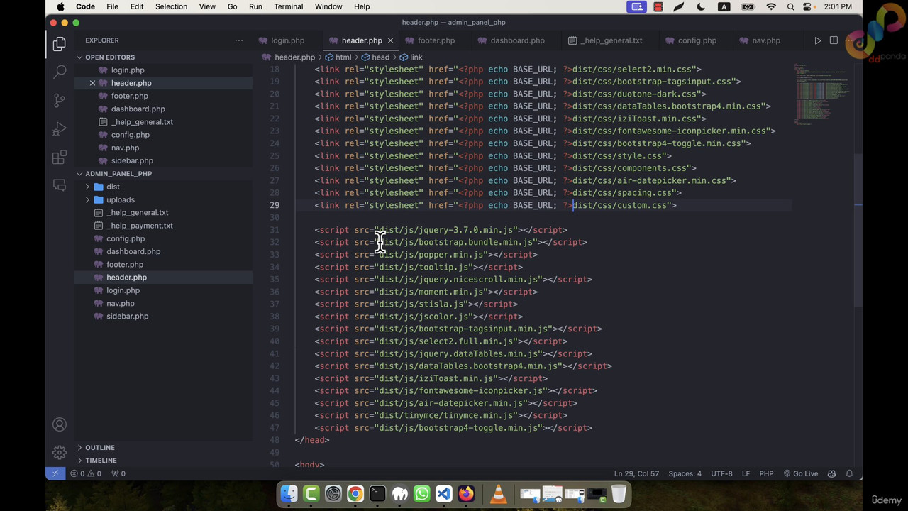 15 Config File and Mailtrap Setup 0002 00 05 06 screenshot