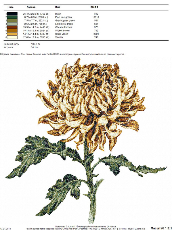 хризантема соединенная17012018 нитки